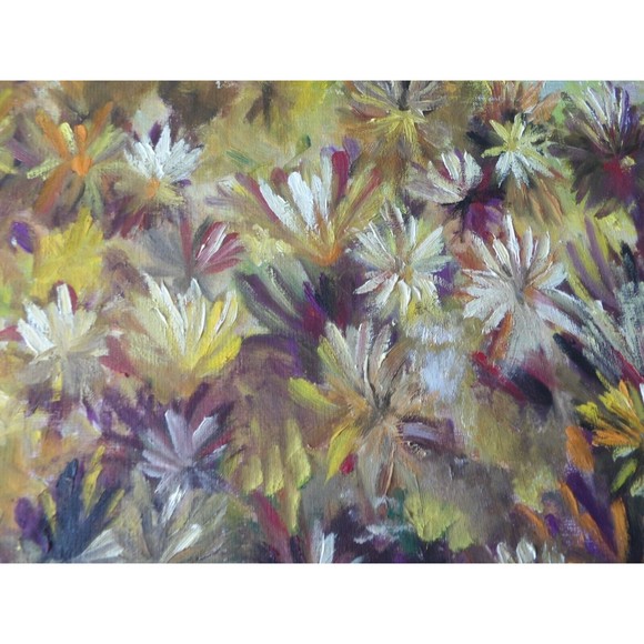 Original Vintage Oil On Canvas Planter w Flowers Painting by Artist Sandy Gordon - Picture 8 of 16